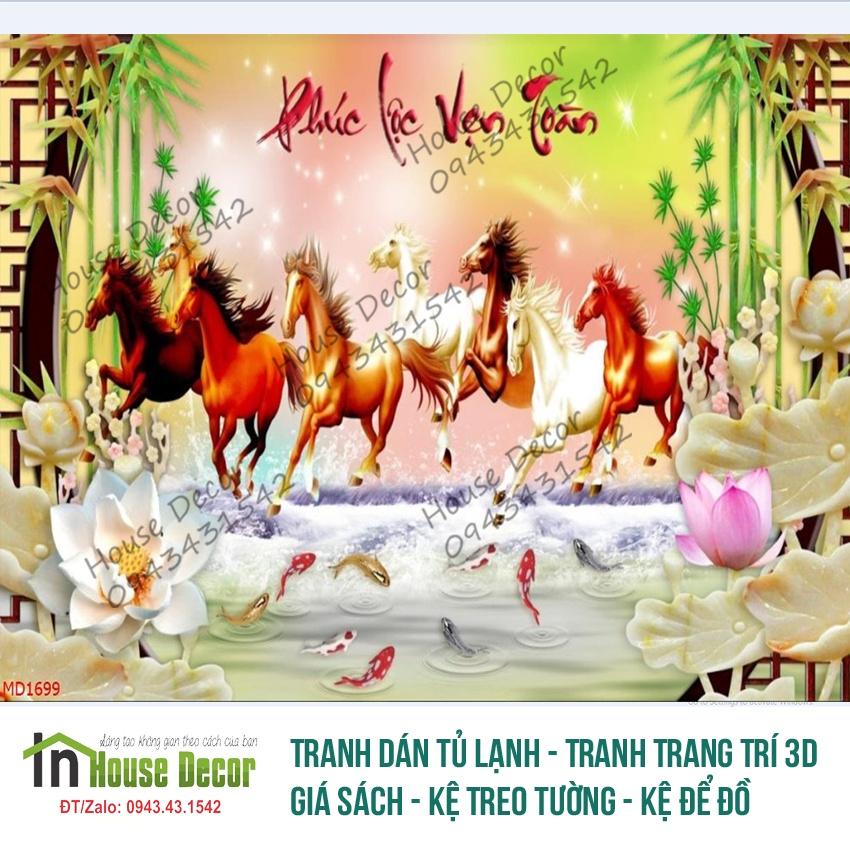 Tranh dán tường 3d Mã Đáo Thành Công - Tranh trang trí phòng khách chất liệu decal keo sẵn bóc dán - md1699