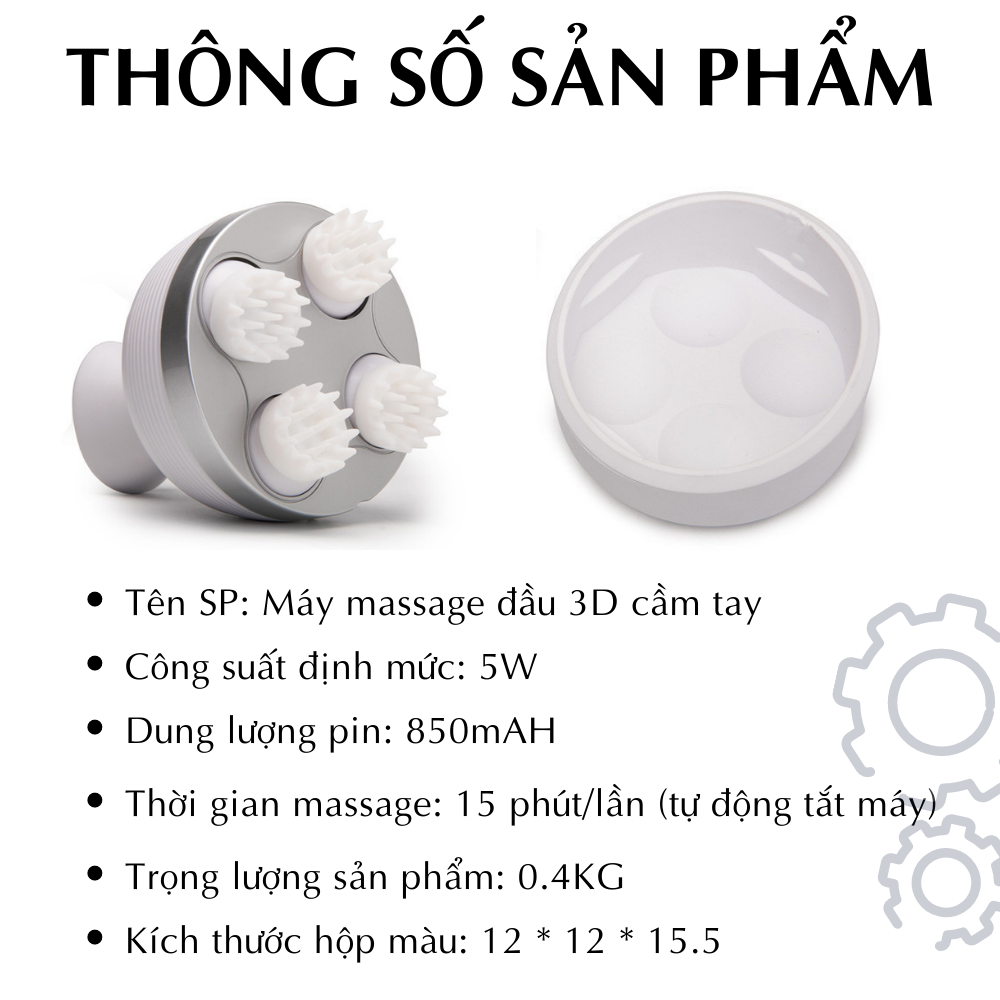 Máy massage đầu 3D đa năng CTFAST 01: Dụng cụ mát xa mini thư giãn da đầu hỗ trợ tăng lưu thông khí huyết giảm căng thẳng mệt mỏi, mất ngủ, suy giảm trí nhớ, 4 đầu massage phù hợp với cả người tóc yếu, pin sạc tiện dụng