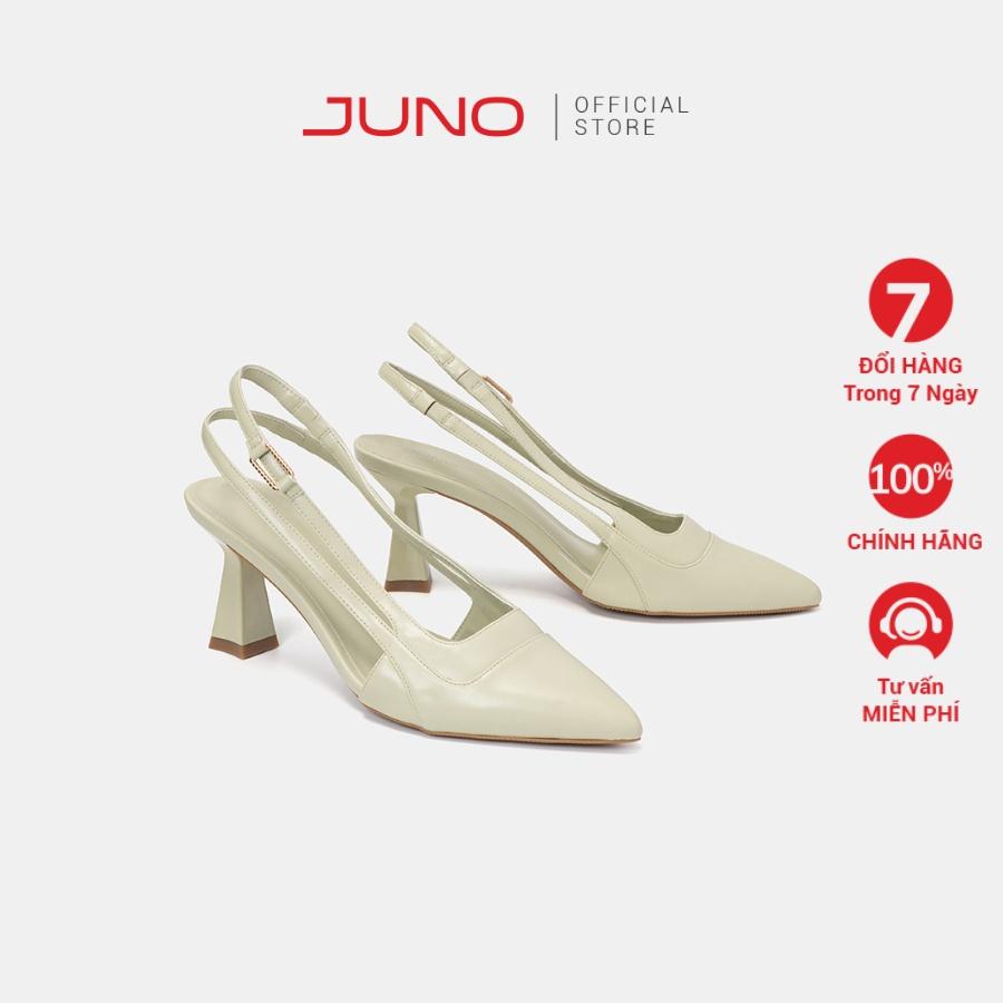 Giày Cao Gót Nữ 7cm Thời Trang JUNO Phối Quai Hậu Slingback CG07128