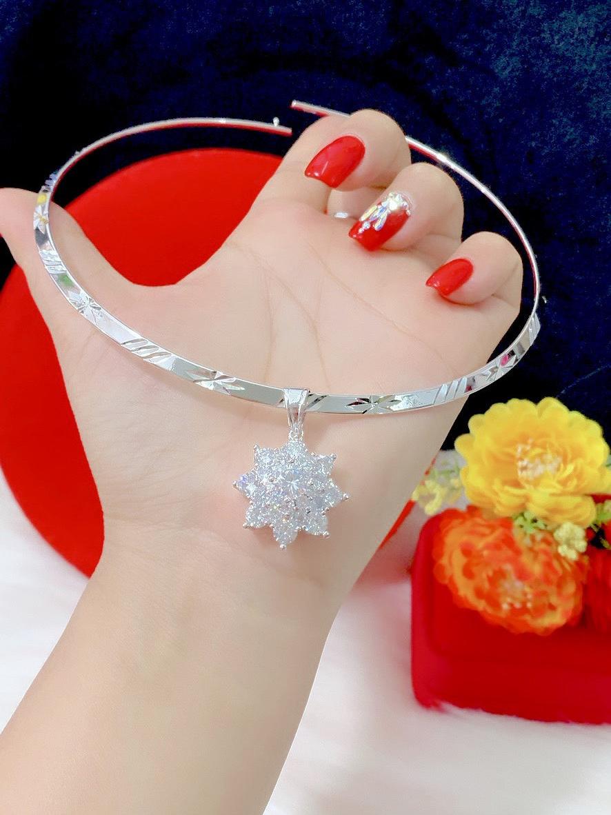 Kiềng cổ mặt xoàn mạ bach kim cao cấp E609