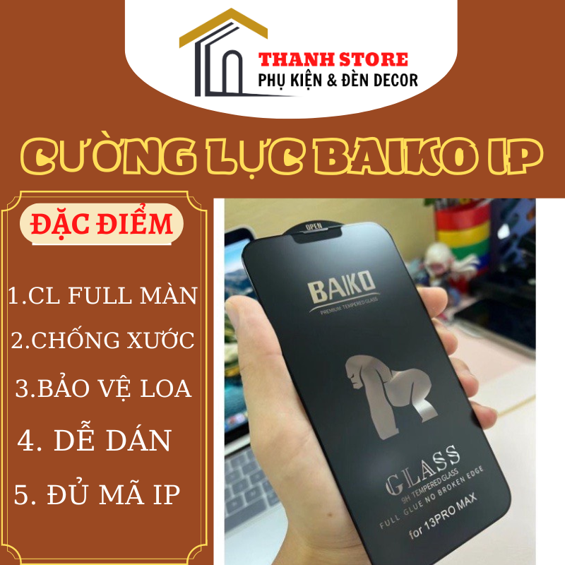 Kính Cường lực iphone BAIKO Kingkong Dành Cho IP 6/7/8/x/xsmax/11/12/13/Pro/Promax/14promax