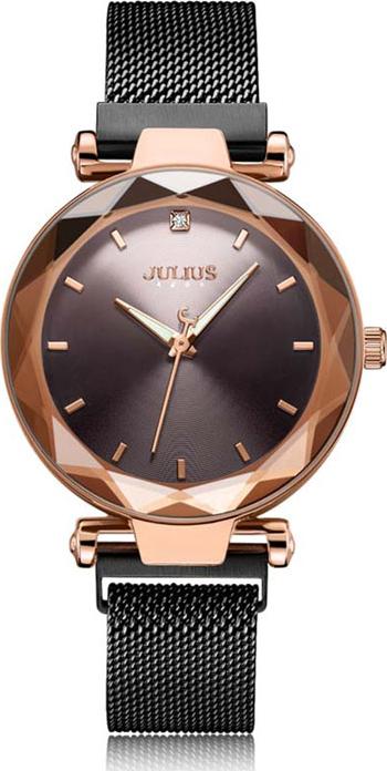 Đồng Hồ Nữ Julius Hàn Quốc JA-1166E Dây Thép Màu Đen