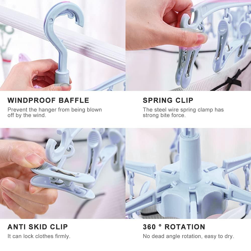 Giá đỡ máy sấy khô, 24 vòi, nhện quần áo bên ngoài, dây quần áo có thể quay và có thể gập lại, máy sấy gió cho đồ lót, vớ, quần short, đồ vật nhỏ