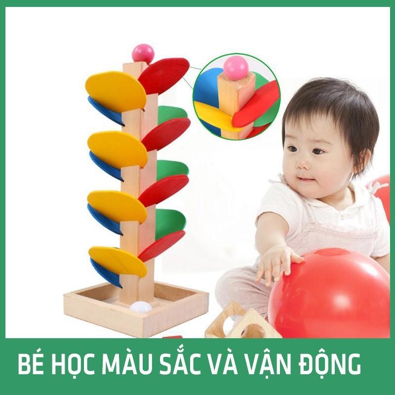 Đồ Chơi Xếp Hình Cây Thả Bi Bằng Gỗ- Bộ Ghép Hình Thang Xoáy Giúp Bé Phát Triển Trí Tuệ, Nhanh Mắt