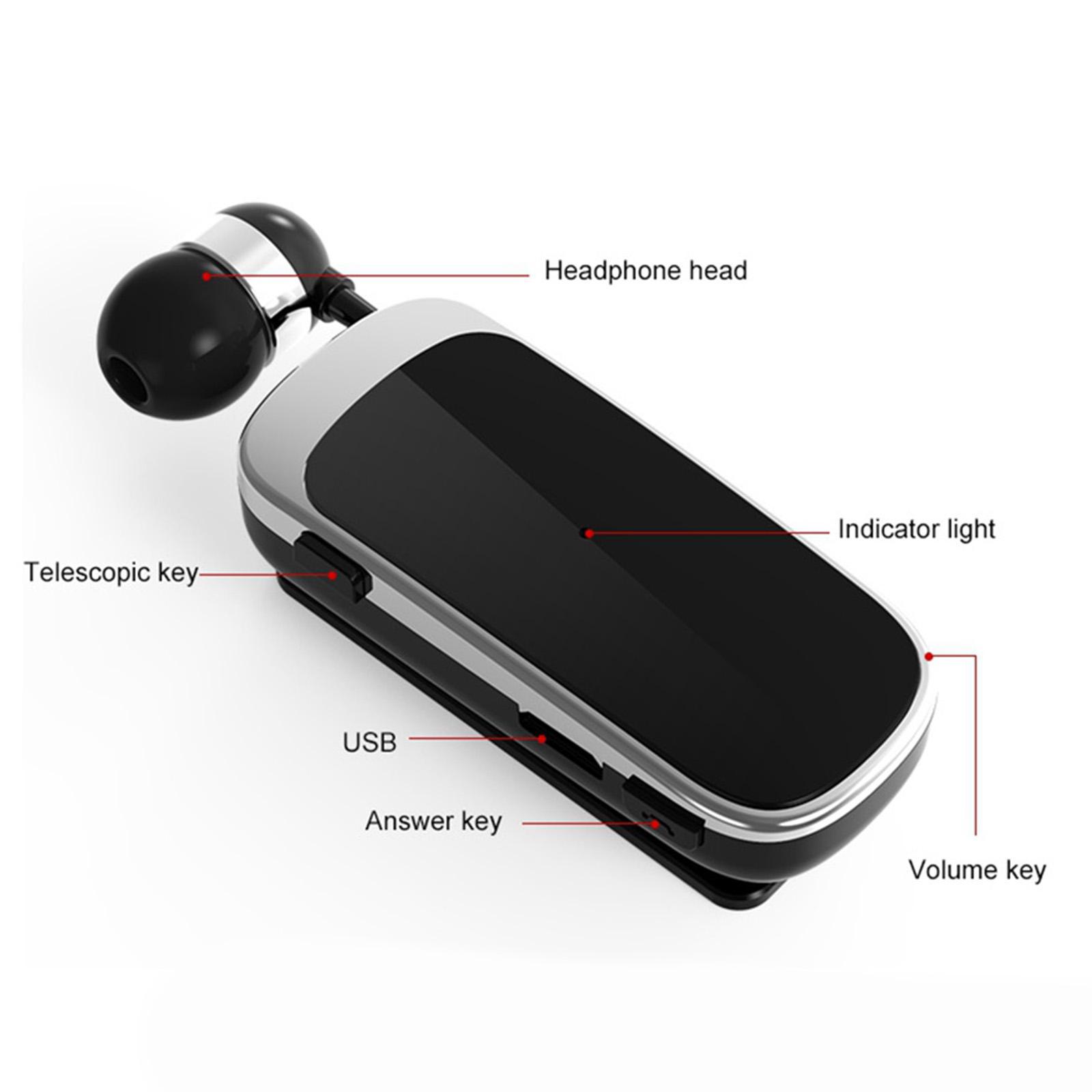 2x  K52 Retractable Wireless Bluetooth Headset Earphone Clip