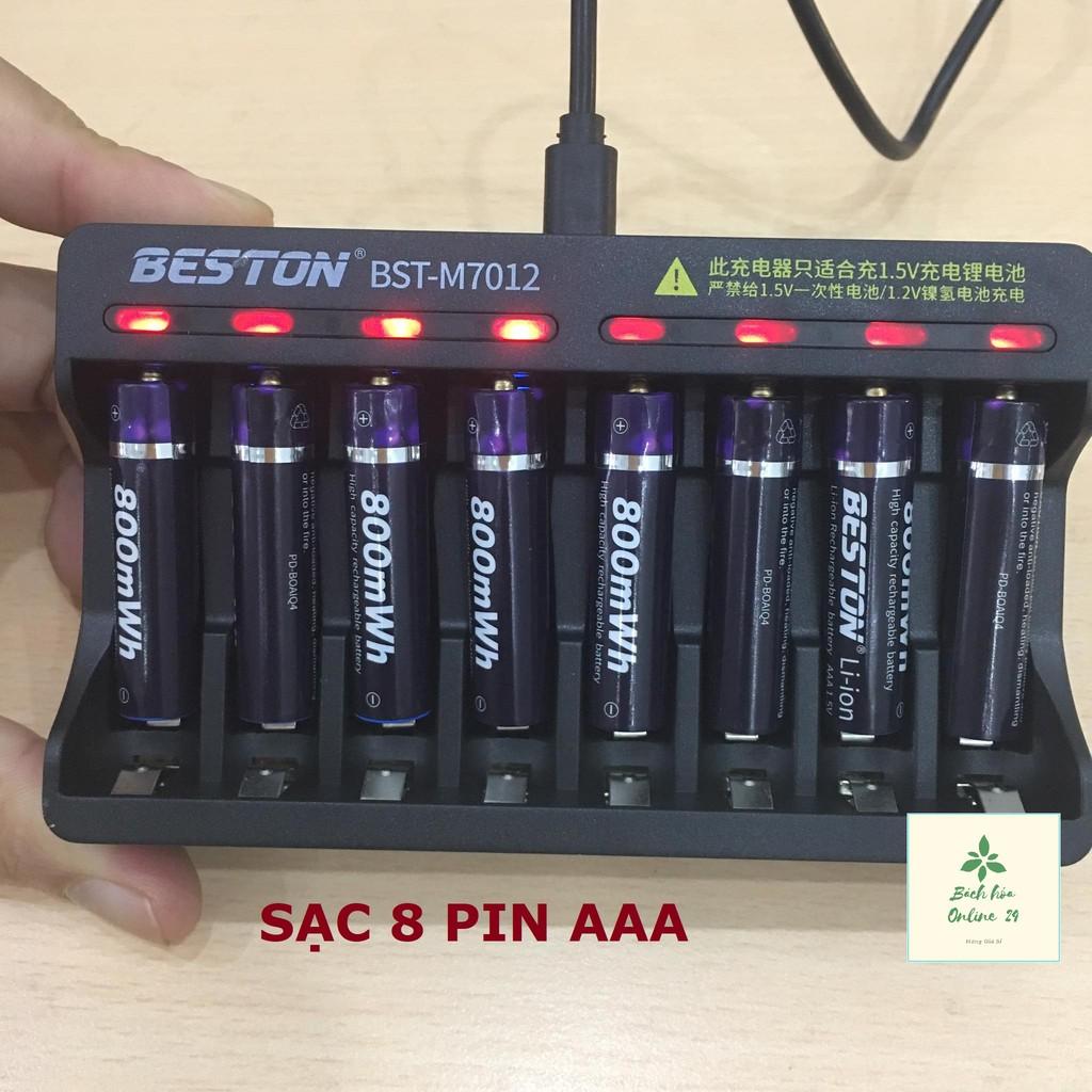 Bộ sạc pin tiểu 8 cổng 1.5V, pin sạc AA AAA BESTON 1.5V chính hãng pin lithium hàng cao cấp