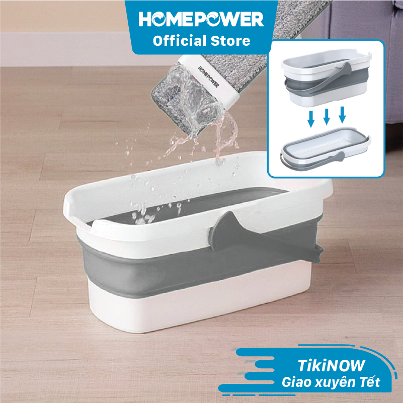 Xô nước gấp gọn Homepower rửa xe,lau nhà đa năng, dày dặn cỡ lớn 14Lit