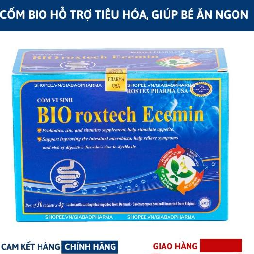 Cốm vi sinh Bio Roxtech Ecemin giúp bé ăn ngon, tiêu hóa tốt, giảm tiêu chảy, táo bón- Hộp 30 gói