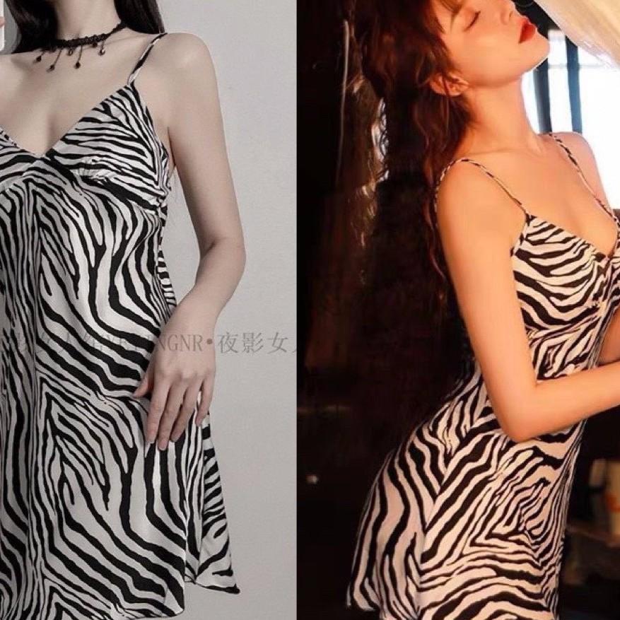 Đồ Ngủ Sexy Nữ|Váy Ngủ Hai Dây Họa Tiết Ngựa Vằn Gợi CảmFreeship-Chất Đẹp(SX06