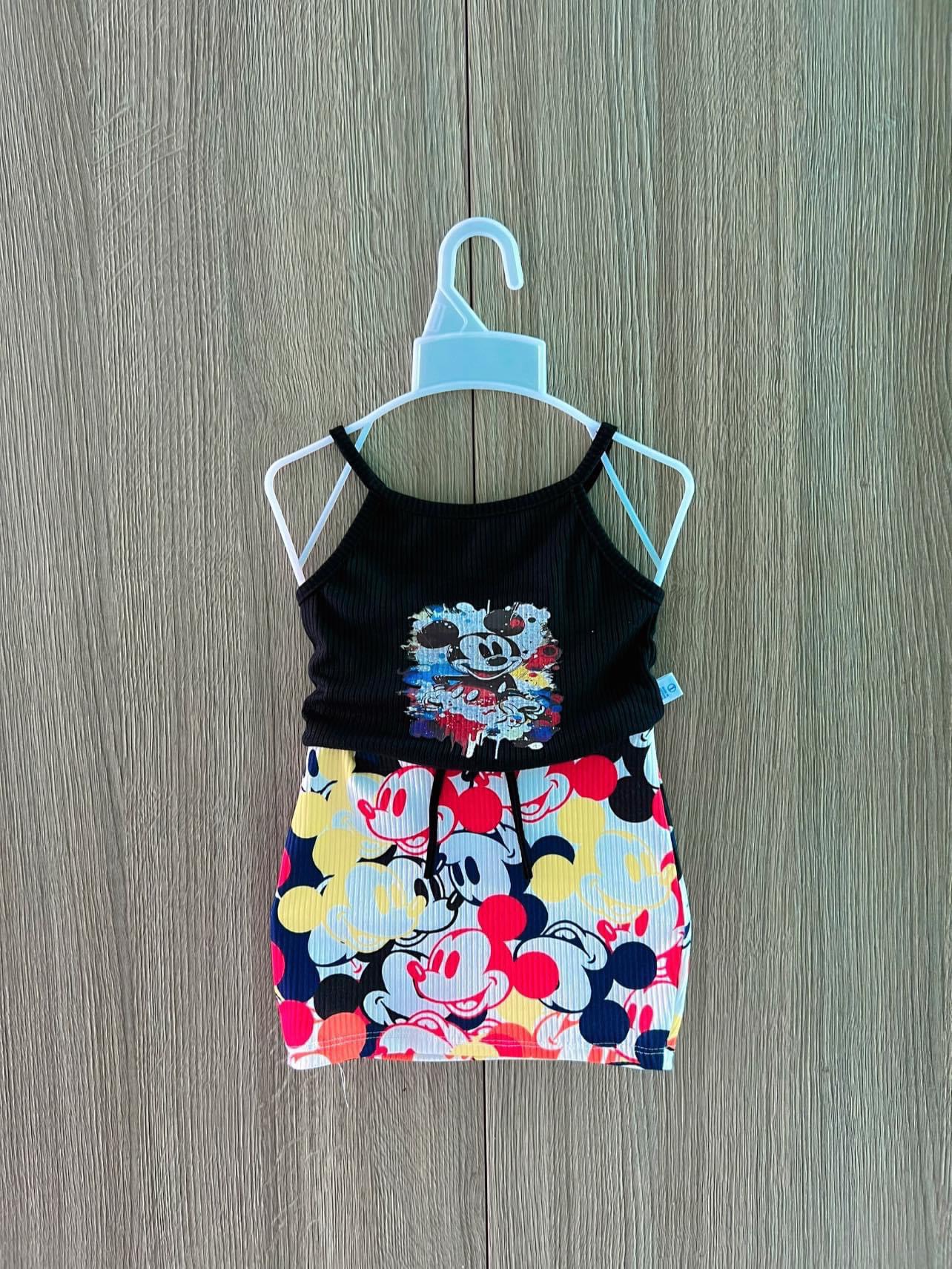 Bộ đồ chân váy, áo dây cho bé gái vải coton 4D thun co giãn.