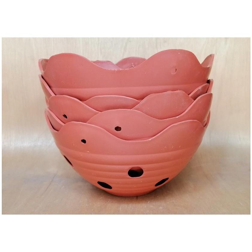 Combo 10 chậu nhựa trồng lan miệng lượn sóng phi 20 cm