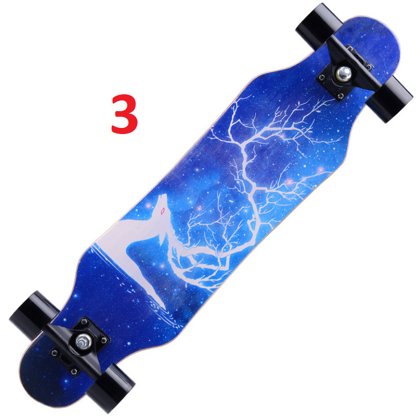 Ván Trượt Thể Thao Dài Mặt Có Nhám Longboard 80cm Bánh Cao Su Màu đen Ép 8 Lớp( Mẫu không phát sáng)