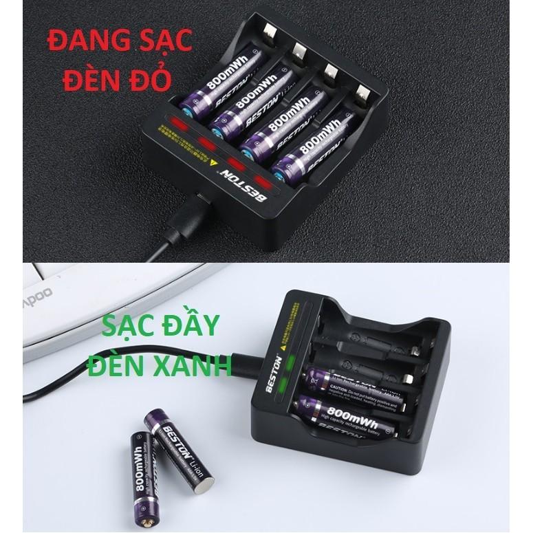 Pin sạc AA/AAA Beston chính hãng 1.5V kèm bộ sạc nhanh tự ngắt hàng cao cấp