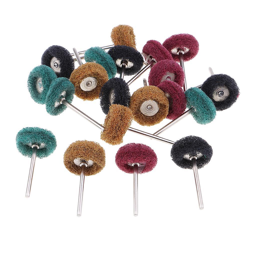 20 Pieces Mini Brush Scouring Pad Abrasive Wheel Nylon Fiber Grinding Sanding Head Buffing Polishing Wheel 1'' 25mm Set For Rotary Tools