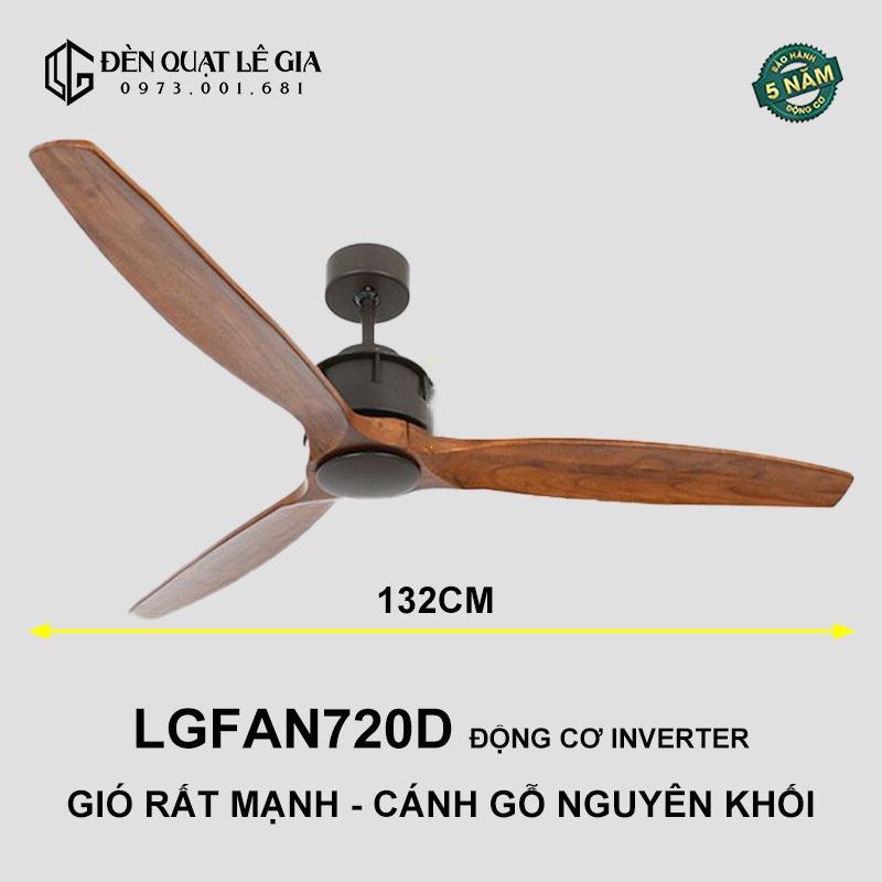 Quạt Trần Phong Cách Đông Dương Lê Gia LGFAN720D - Gỗ Óc Chó | Quạt Trần Trang Trí