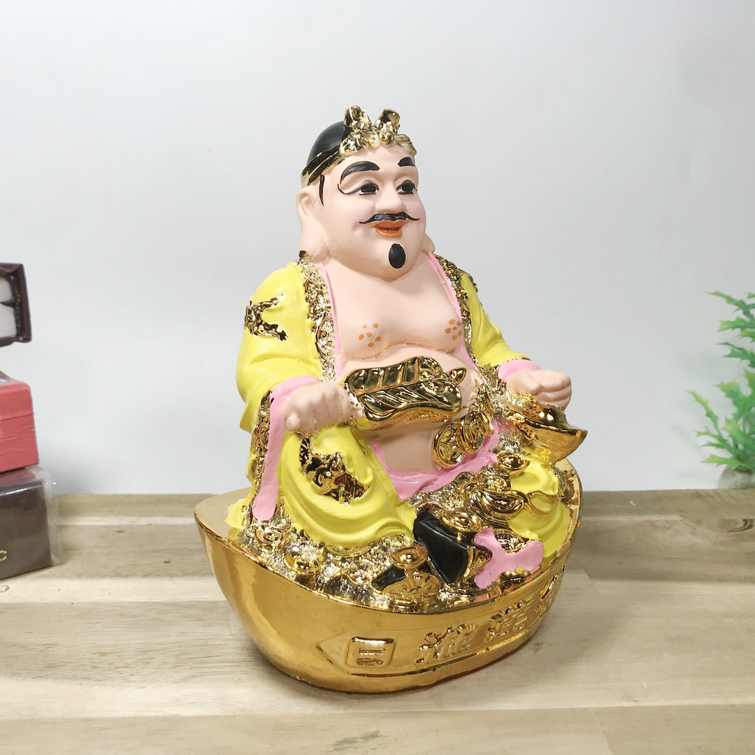 Bộ 2 tượng Thần Tài Thổ Địa áo vàng cao nhiều cỡ