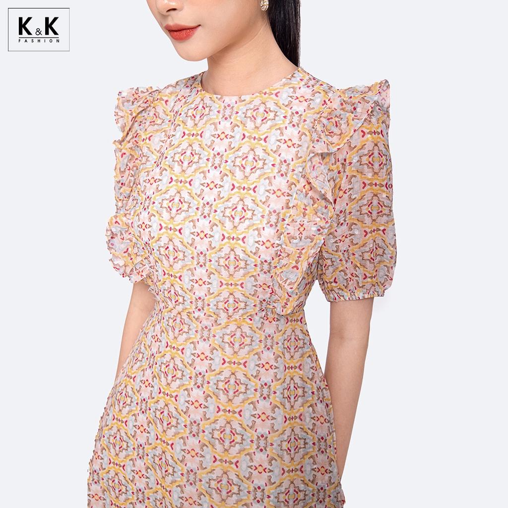 Đầm Chữ A Họa Tiết Nhiều Màu K&amp;K Fashion KK116-28 Chất Liệu Voan Si