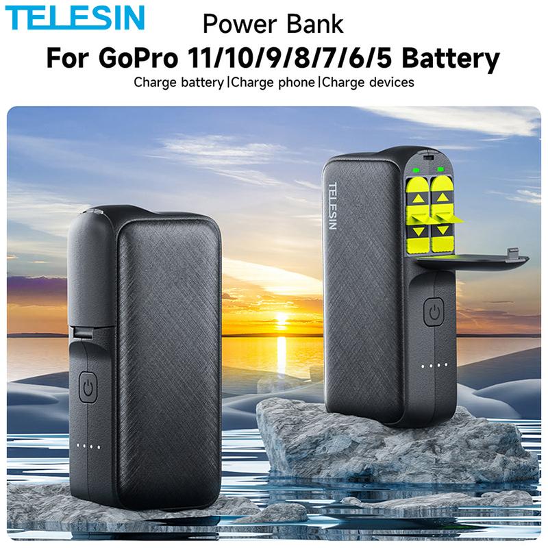 Ngân hàng điện mạnh mẽ của Telesin 10000mah cho GoPro11 Hero 11 10 9 cho GoPro 8 7 6 5 Sạc nhanh pin bên ngoài PowerBank