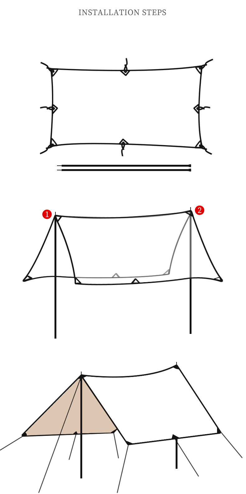 Bộ Tấm tăng/tarp 3×3 màu be