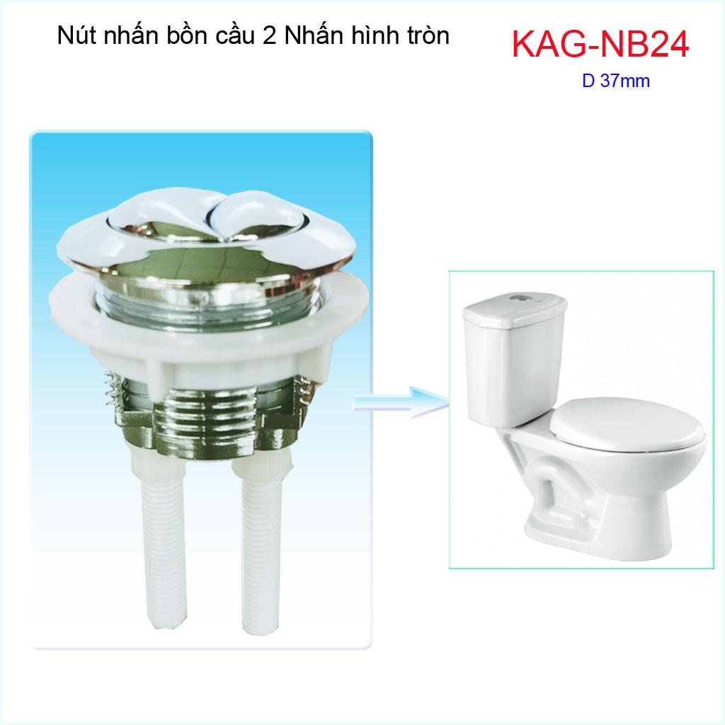 Nút 2 nhấn xả bồn cầu Kaiser, nút nhấn cầu xả 2 nhấn tròn lỗ sứ D3.7-4 cm, nút xả cầu KAG-NB24