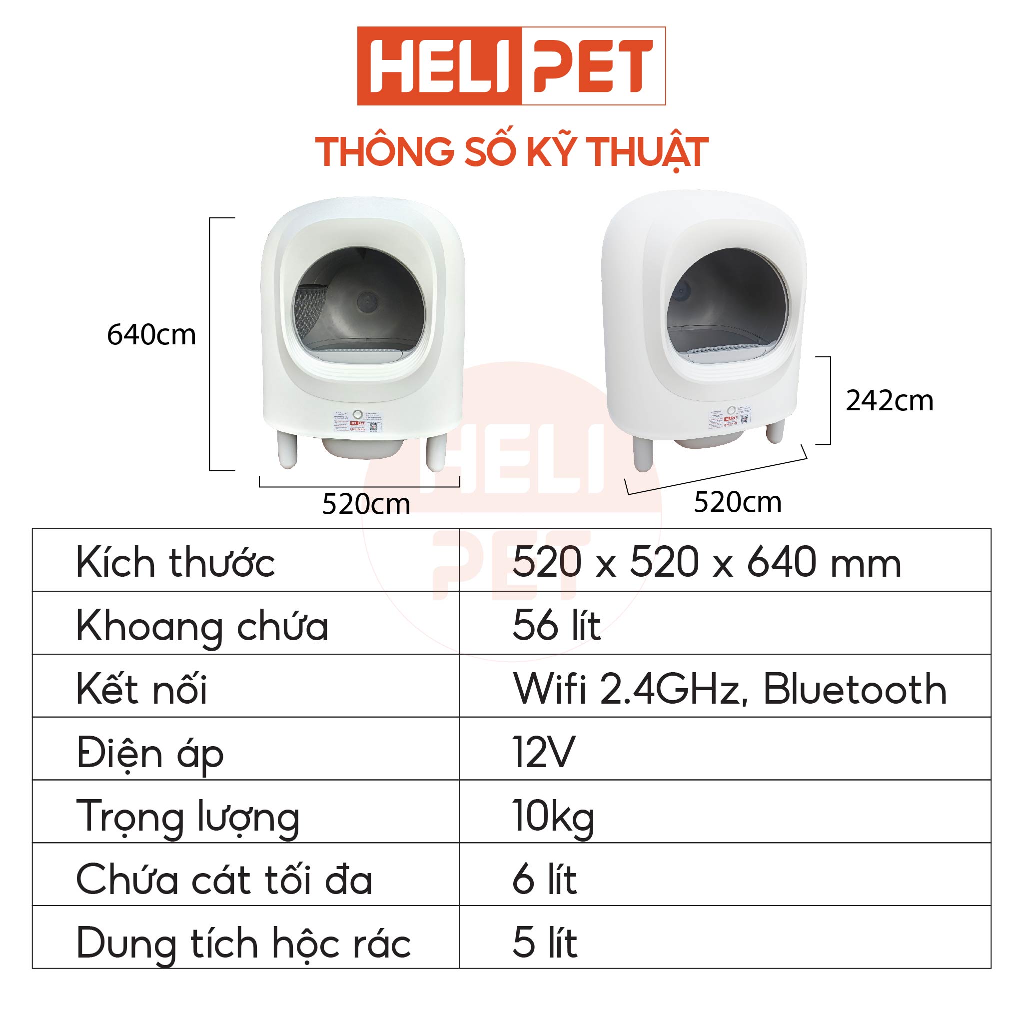 [NEW 2024] Máy Vệ Sinh, Dọn Phân Mèo Tự Động PETREE x HeLiPet, Kết Nối Wifi, Dùng App, Bản Quốc Tế