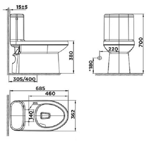 Bồn cầu một khối nắp rửa cơ American WP-1841S3