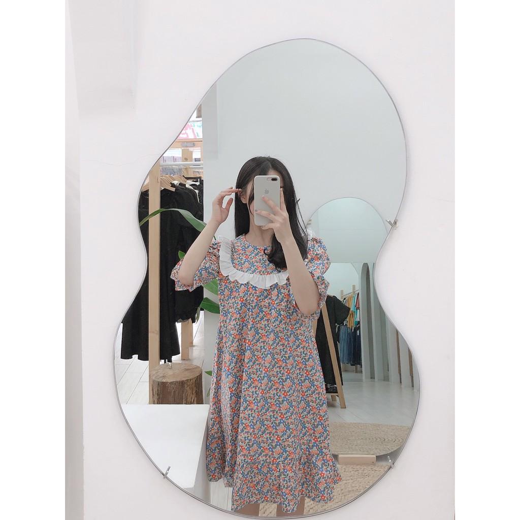 ĐẦM BABYDOLL TAY LỠ PHỐI BÈO HỒNG TRẮNG-hình thật shop chụp