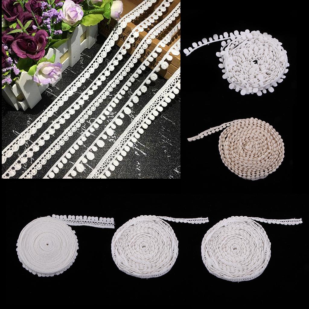 5 Yards Pom Pom Ball Fringe Trim Ribbon DIY Crafts Supplies for Wedding Dress, Garment, Jeans, Sewing Accessories