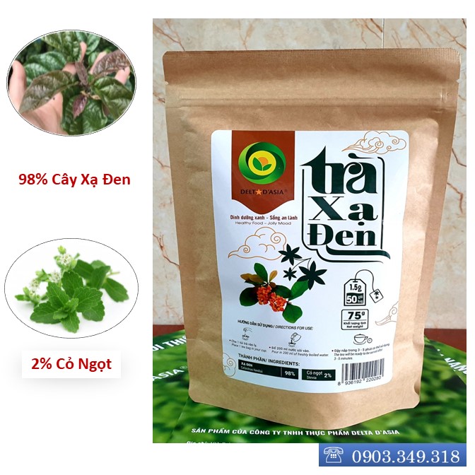 TRÀ XẠ ĐEN Túi Zip – Delta D'Asia Hỗ trợ điều trị xơ gan, hạ men gan, viêm gan B (25 - 50 túi x 1,5 g)