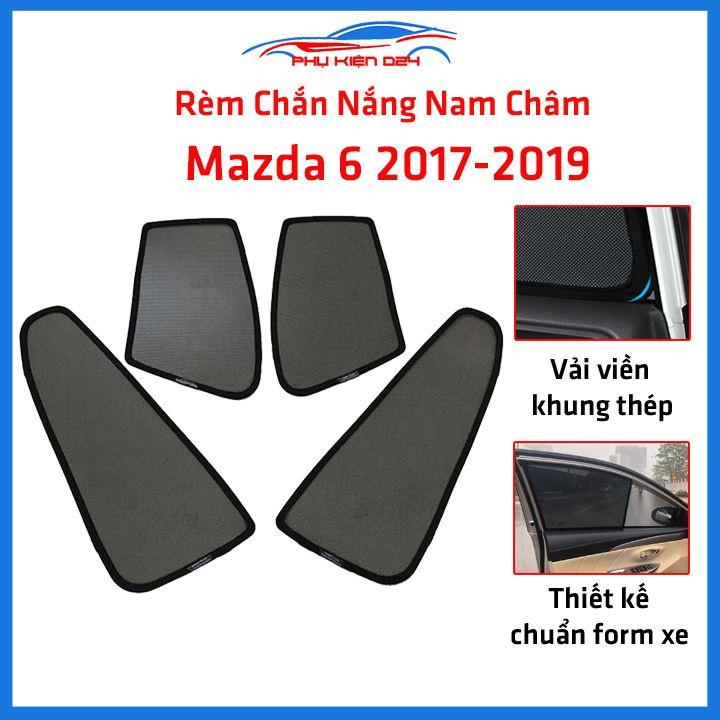 Bộ 4 rèm chắn nắng nam châm Mazda 6 2017-2018-2019 khung cố định chống tia UV