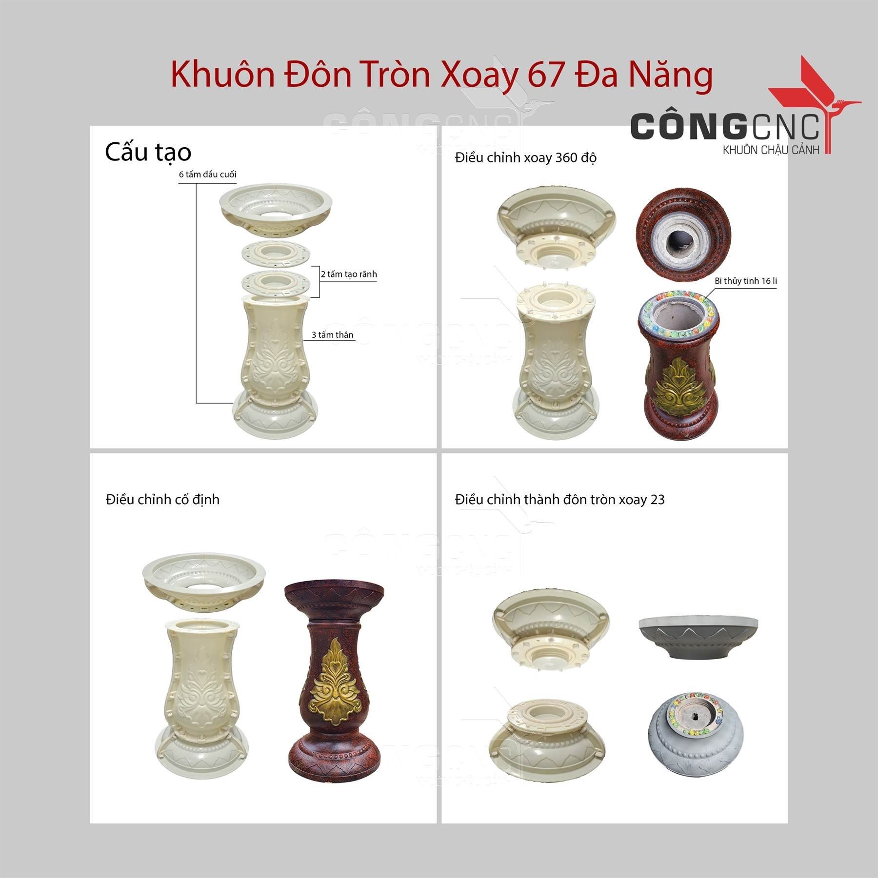 Khuôn Đúc Đôn Tròn 67- Khuôn Đông Dùng Kê Chậu Hoa và Làm Trụ Bàn Tròn