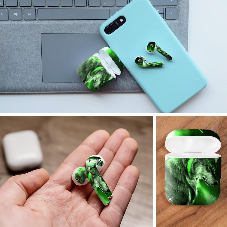 Miếng dán skin cho AirPods in hình con vật - dvz013 (AirPods ,1 2, Pro, TWS, i12)