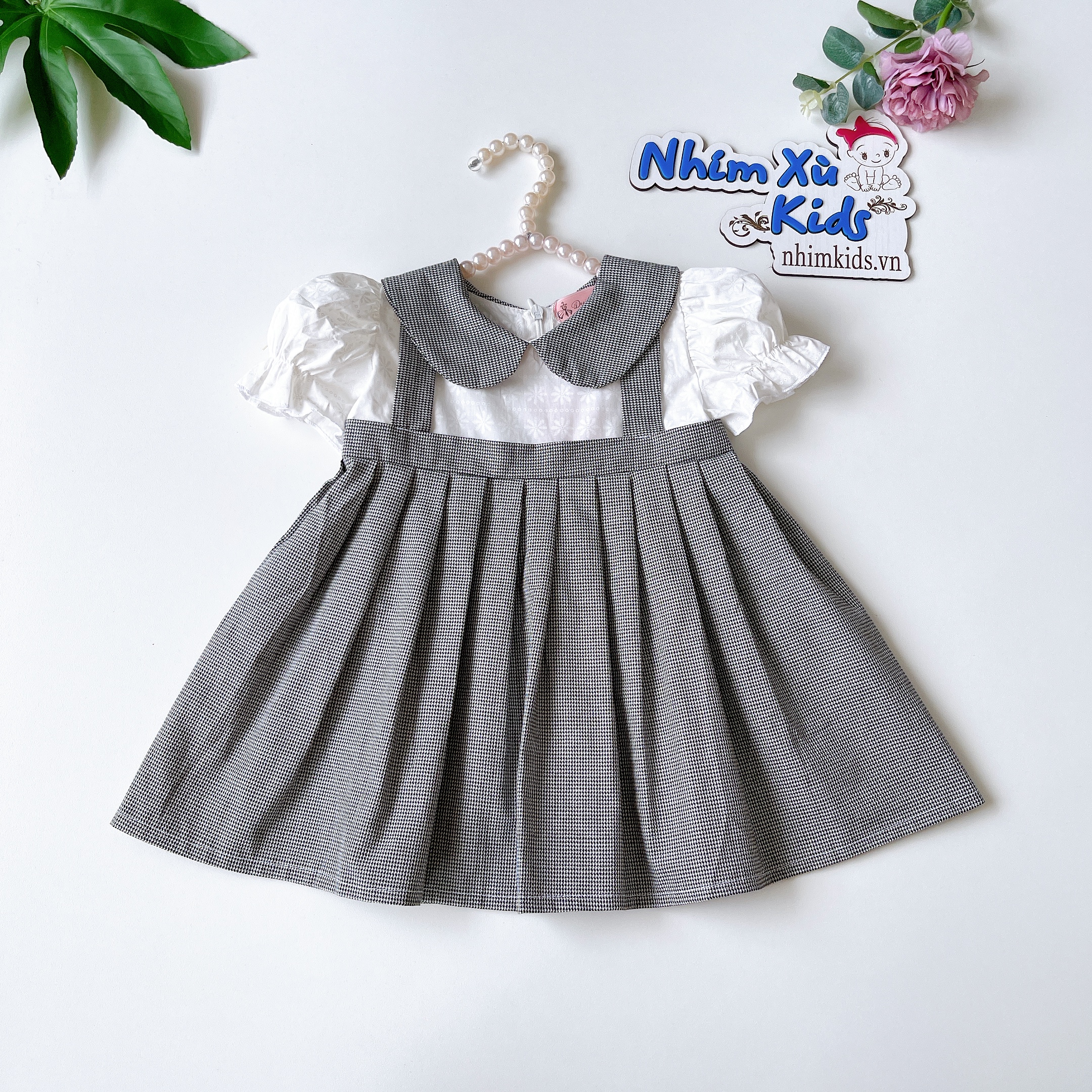 Váy Caro Đen Bé Gái 4 - 28kg Chất Thô Boi Siêu Mát