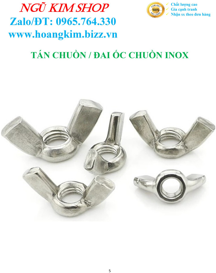 TÁN CHUỒN _ ĐAI ỐC CHUỒN INOX M5, M6, M8