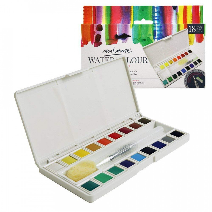 WATER COLOUR HALF PAN SET 18M MONT MARTE