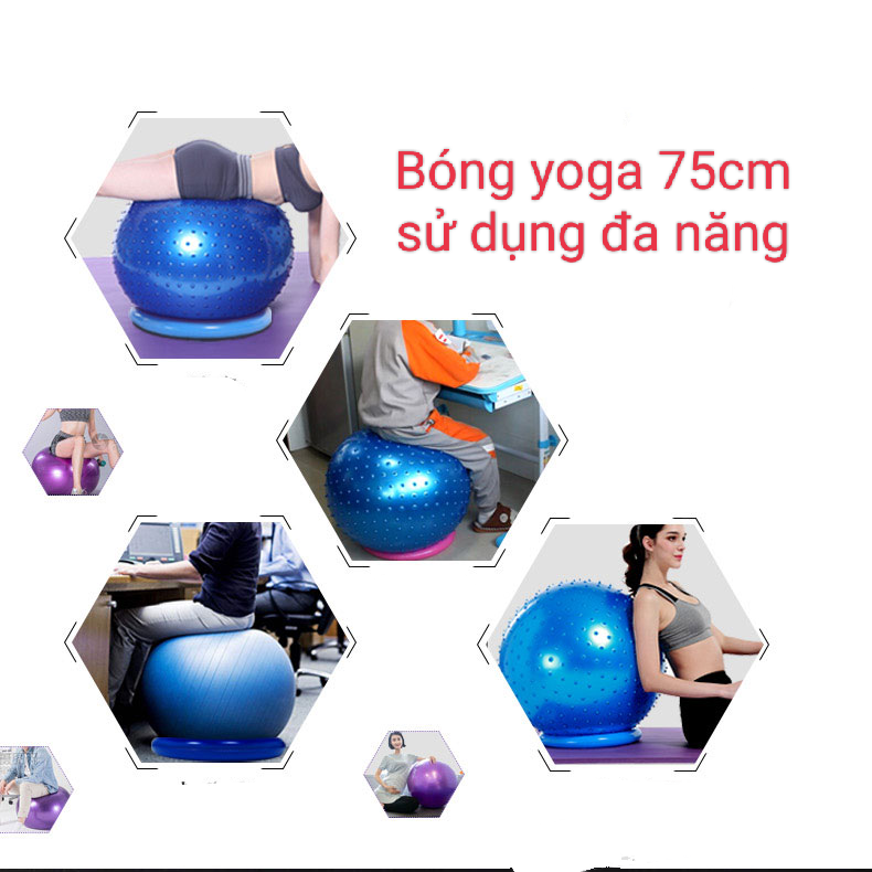 Bóng Tập Yoga 75cm Có Gai Massage Chống Trơn Trượt Siêu Bền Chống Nổ