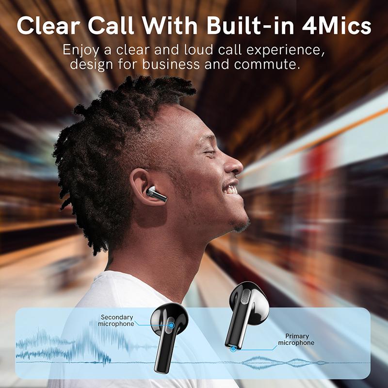 QCY T20 MỚI Tai nghe không dây Bluetooth 5.3 TWS Tai nghe nhét tai có độ trễ thấp 68ms Trình điều khiển 13 mm Tai nghe HIFI 4 Mic Cuộc gọi ENC HD Màu sắc: T20 Đen