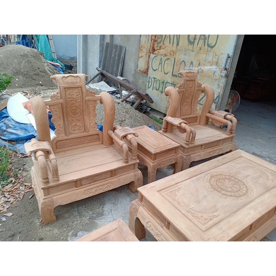 Bộ bàn ghế tần thủy hoàng tay 12 gỗ gõ đỏ