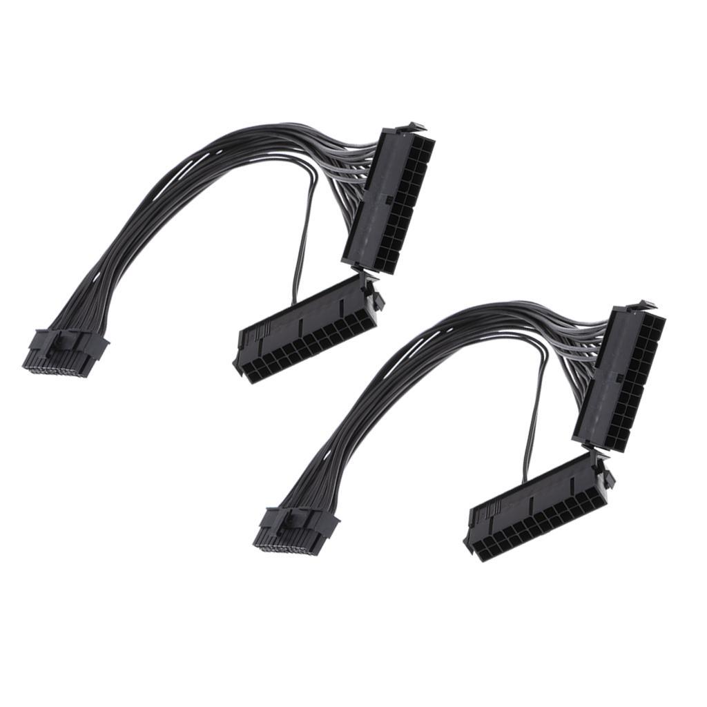 2piece Dual PSU Power Supply 24-Pin ATX Motherboard Adapter Cable Electronic