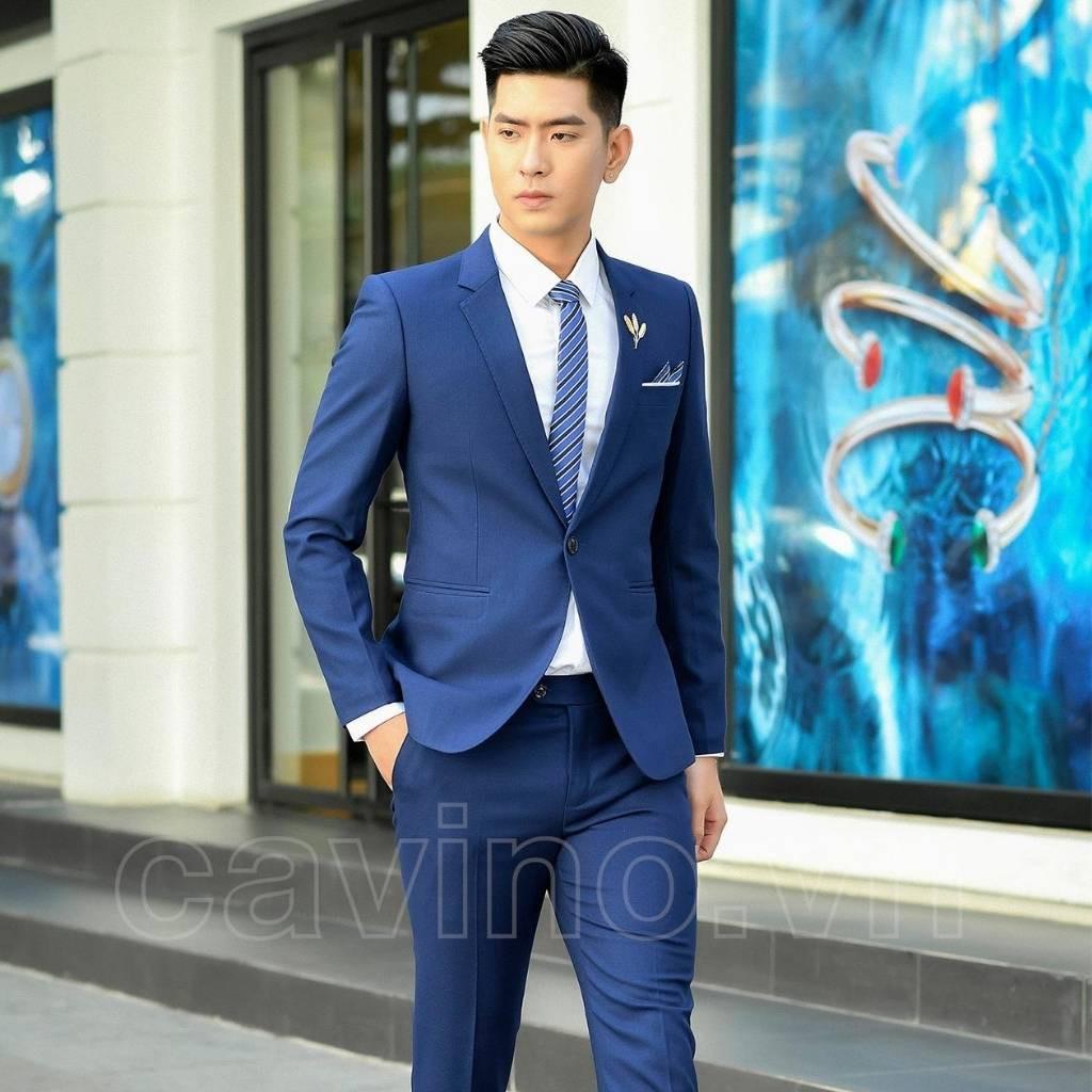 Bộ vest xanh coban cao cấp thời thượng CAVINO 819