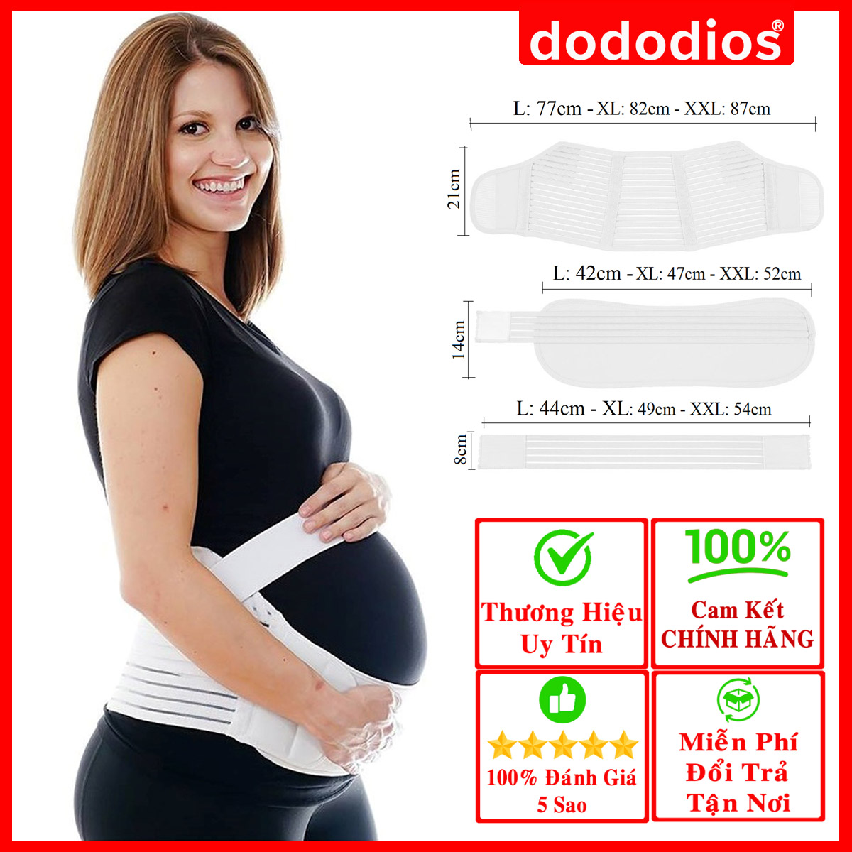 Bộ Đai Đỡ Bụng Bầu Cho Mẹ Bầu Cao Cấp - Chọn Cỡ - Sử Dụng Làm Đai Nịt Bụng Bầu Sau Sinh Size L Bụng 80 - 115Cm Từ 45 - 60Kg Xl Bụng 87 - 126Cm Từ 55 - 70Kg 2Xl Bụng 95 135Cm Từ 70 - 90Kg Chính Hãng Dododios - Size Xl Vòng Bụng 87 - 126Cm