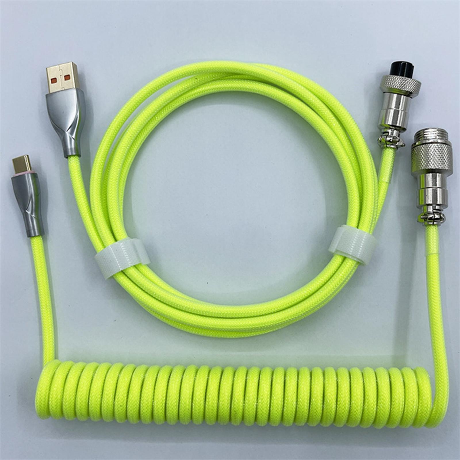 1.8M USB Coiled Cable Wire TPU Metal Keyboard Cable USB3.0 to Type C for Mechanical Keyboard Speaker