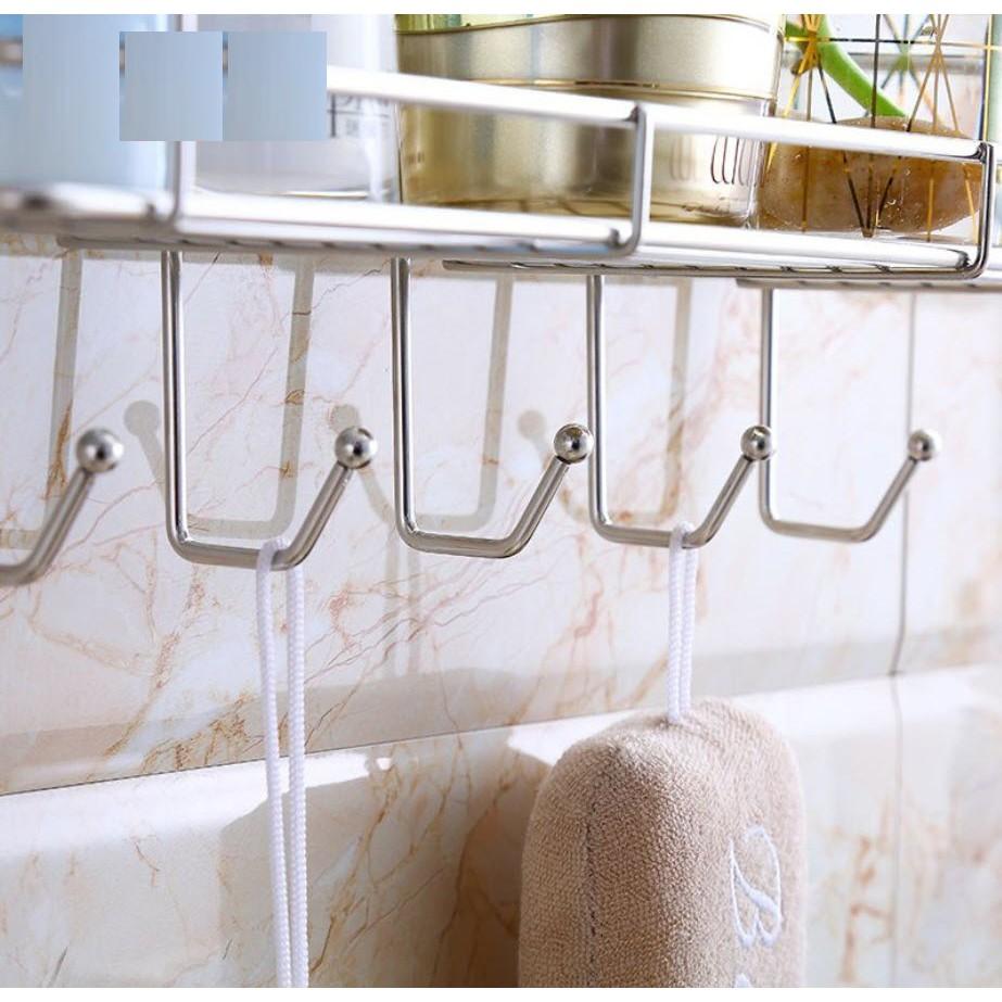 Kệ chữ nhật để đồ treo khăn dán tường inox 304