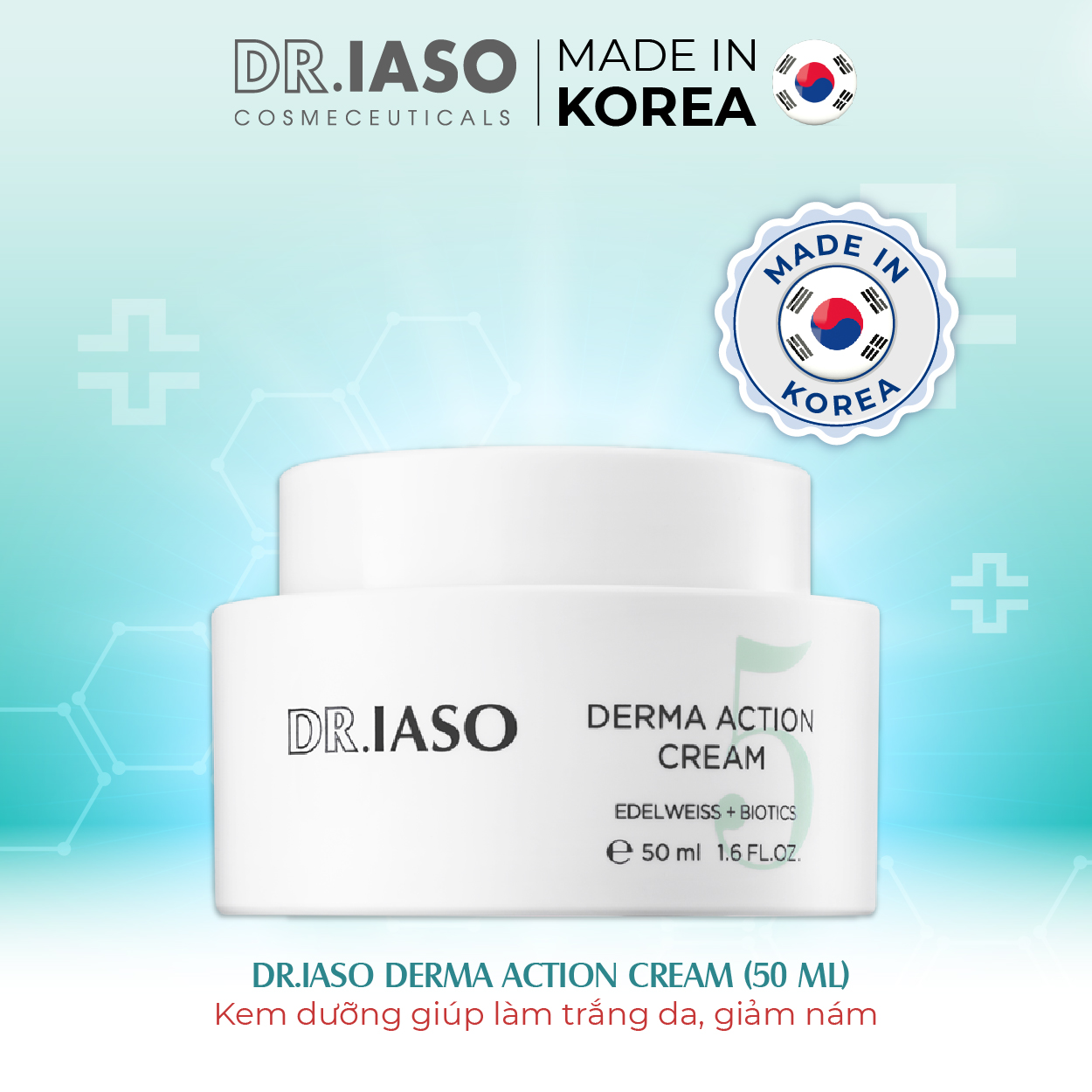 D42 Kem dưỡng giúp làm trắng da, giảm nám Dr IASO Derma Action Cream 50ml