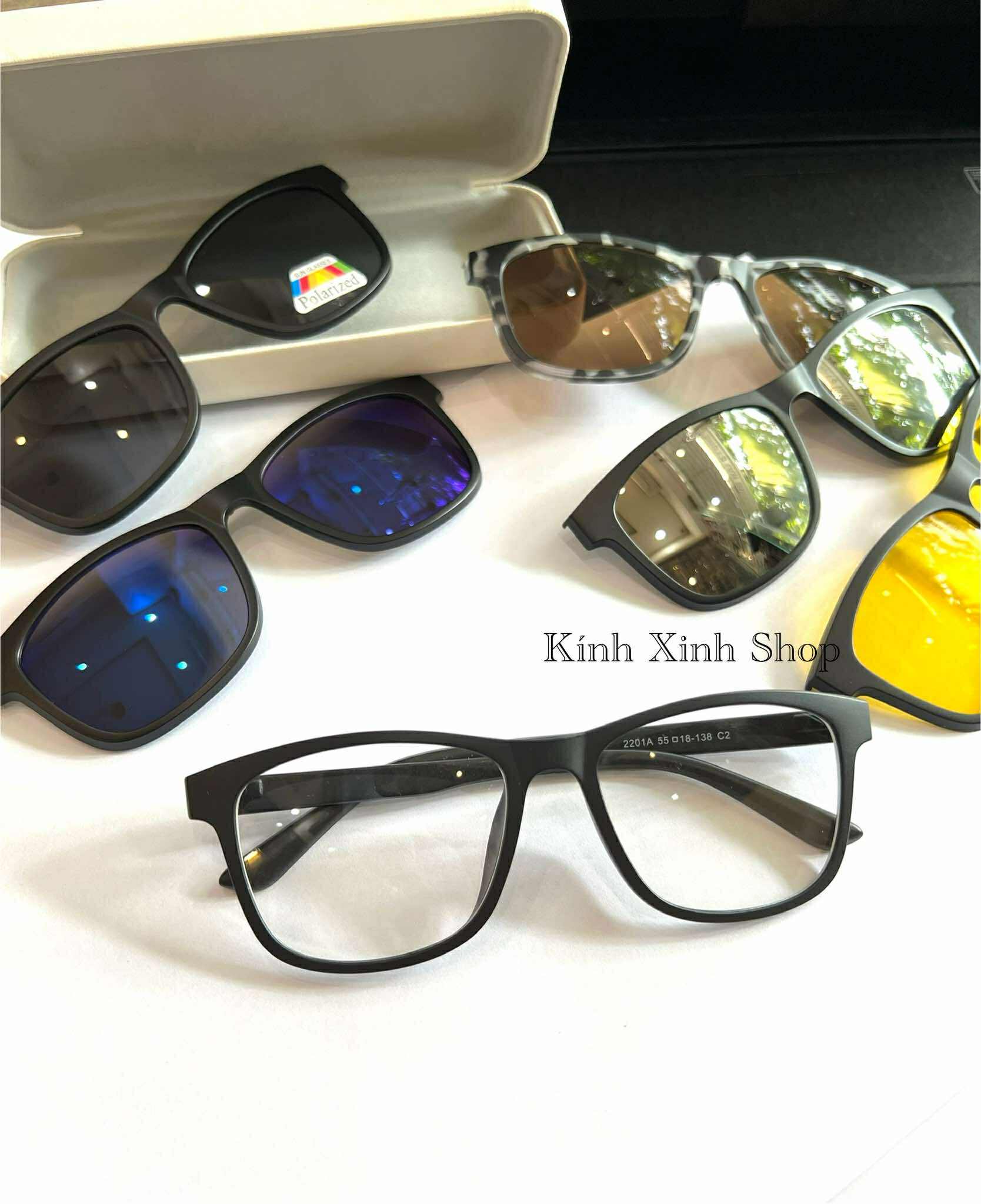 Kính Cận Râm, Gọng Kính, Kính Mắt Thời Trang Mắt Vuông To Nhiều Tròng 6in1 Gọng Nhựa Ultem Đen