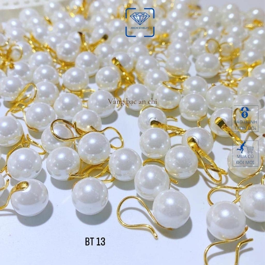 Bông tai hạt trai chuôi 10k có giấy của tiệm vàng, trang sức Anchi jewelry