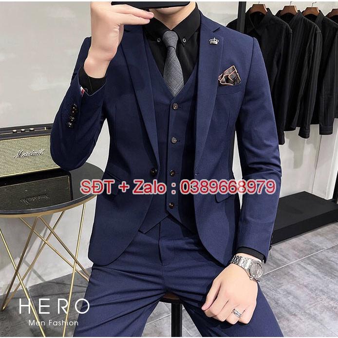 Bộ Vest Nam Cao Cấp Hàn Quốc Màu Tím Than, BỘ Suit Nam thanh niên dáng ôm