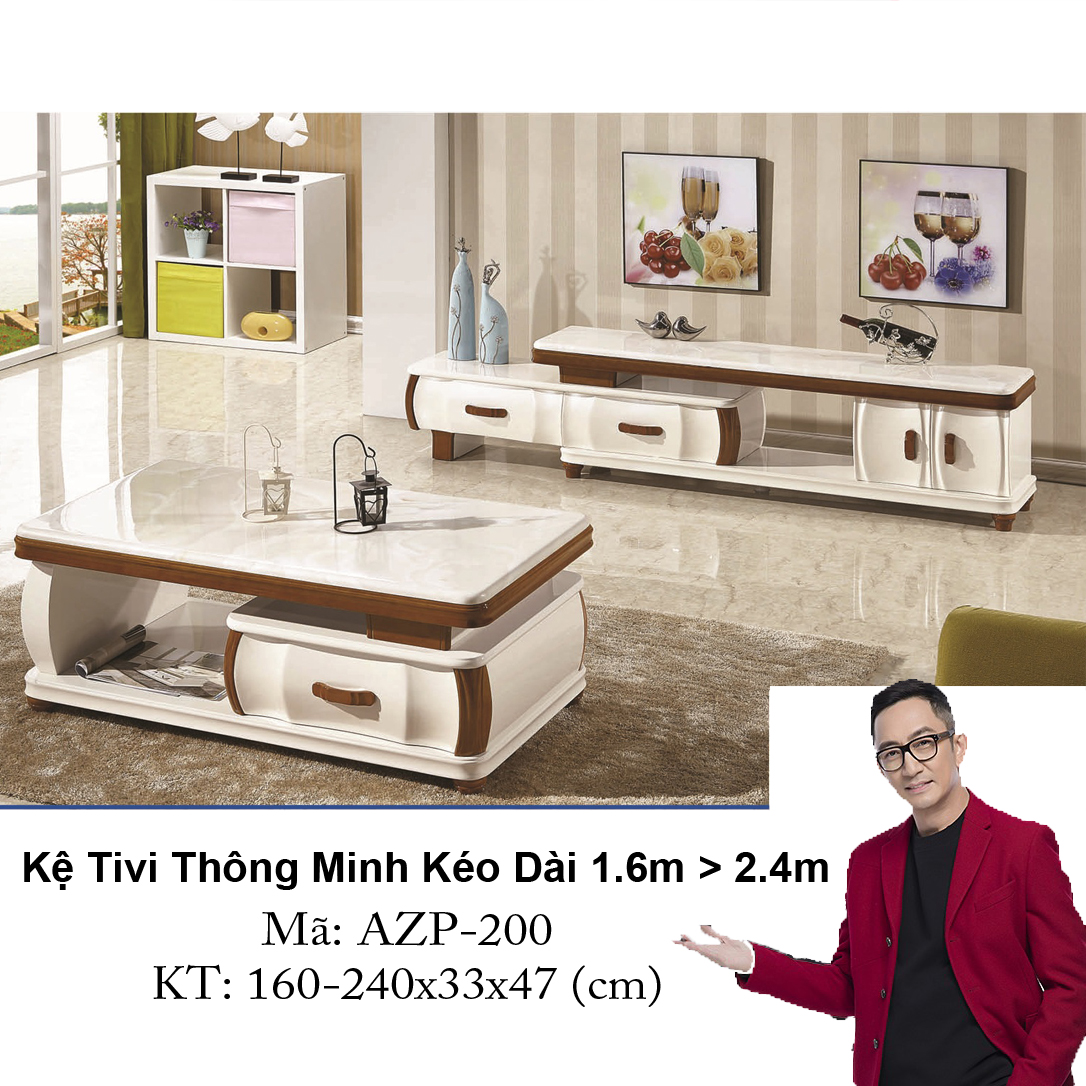 Kệ Tivi Mặt Đá Thông Minh Kéo Dài AZP-TV200 / Dòng Cao Cấp