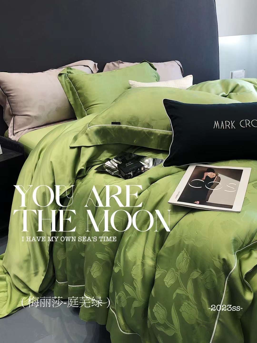 Drap Giường Tencel 100s Markcoss Bộ Chăn Ga Gối Đệm 5 Món Chăn Chần Bông Lụa Nhà Hin Home Bedding