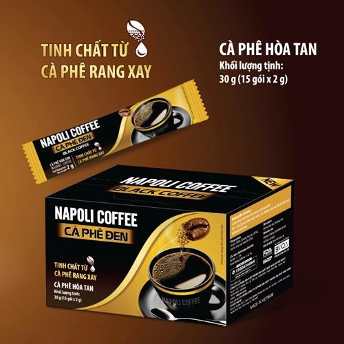 Cà phê Đen Đá Không Đường Napoli Coffee(15gói x 2g) -Cafe Hoà Tan Sấy Lạnh từ Arabica Hạt SẠCH Chua Thanh Hậu Ngọt